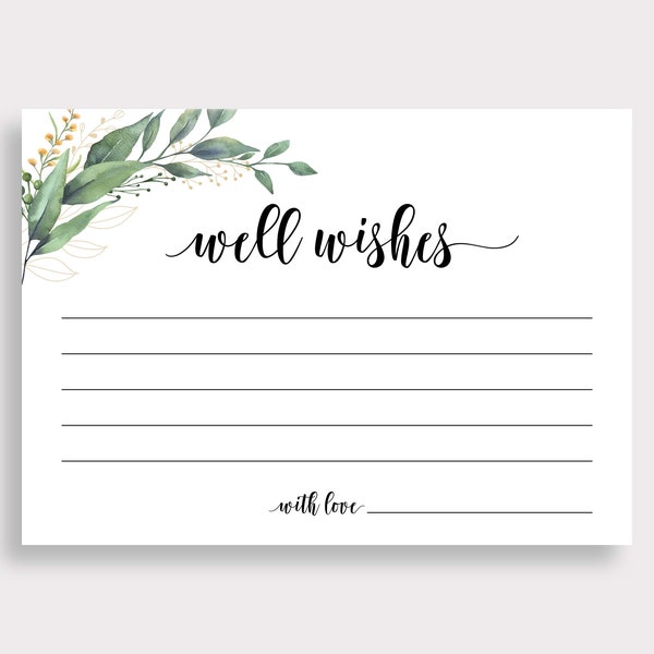 Well Wishes Card, Wedding Advice Card Template, Bridal Shower, Baby Shower,  Retirement, Birthday, Wishes Bride Groom, C16, C18, D28, D32