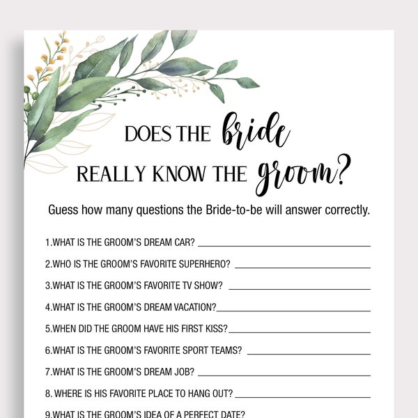 How Well Does The Bride Know The Groom, Does The Bride Really Know The Groom, Bride and Groom to be, Bridal Shower Ideas, Wedding Party, C18