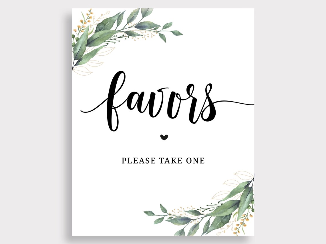 Greenery Favor Sign Printable Baby Shower Favors Table Sign - Etsy