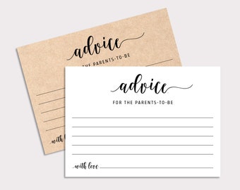 Advice For The Parents To Be Card, New Parents Advice Cards Printable, Rustic Baby Shower, Kraft Advice,Card, Gender Neutral, K16, K28