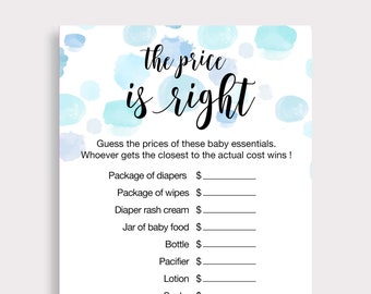 Price is Right Baby Shower Game Printable, Guess the Price Game, Blue Baby Shower Games, Boy Baby Shower Games, Instant Download, DIY, B16