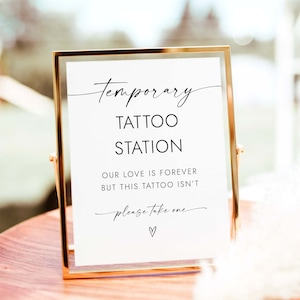 Minimalist Wedding Tattoo Station Sign Wedding Tattoo Sign Temporary Tattoo Sign  Tattoo Wedding Sign Wedding Tattoo Favors Sign W4 S1