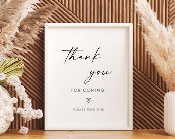 Minimalist Thank You Sign Printable Wedding Thank You Sign Please Take One Sign Bridal Shower Favors Sign Wedding Decor Editable Corjl W2 S1