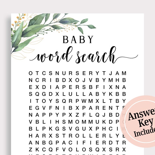 Word Search Baby Shower Game, Baby Word Search Game, Printable - Etsy