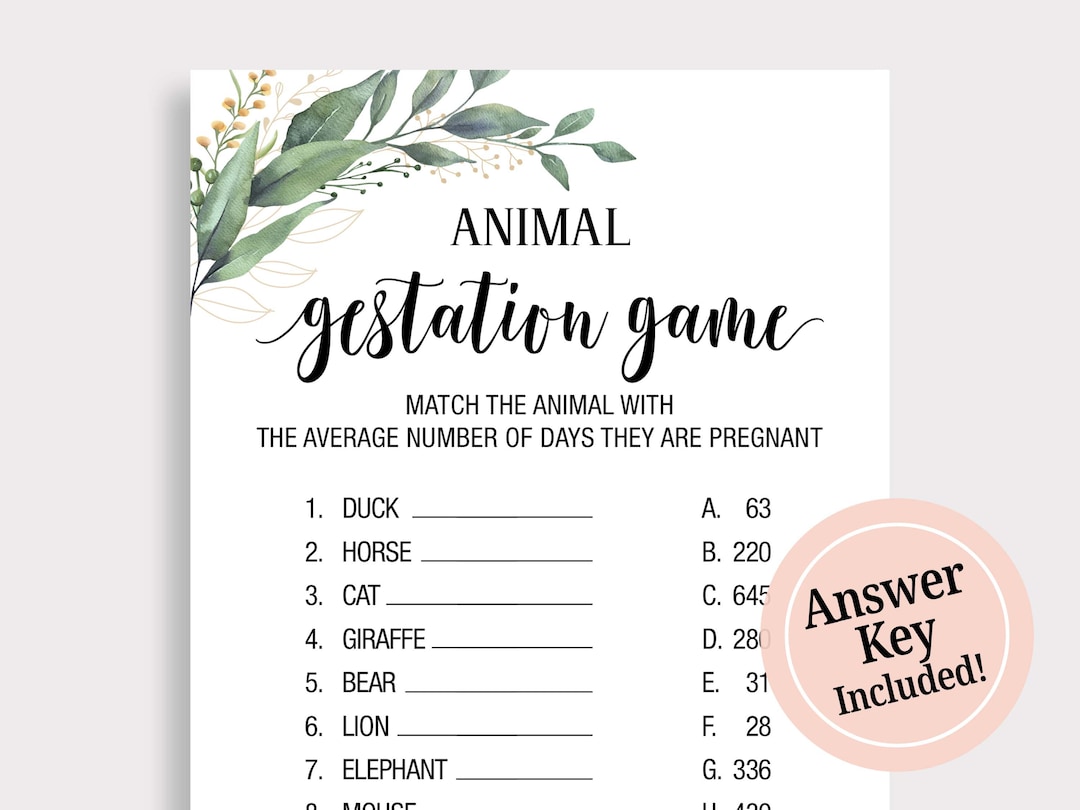 Animal Gestation Games, Animal Pregnancy Game, Pregnancy Guessing Game ...