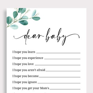 Tarjetas de deseos de bebé Deseos para bebé Tarjetas de deseos de baby shower imprimibles Juegos de baby shower de eucalipto Deseos de baby shower Género neutro EU16