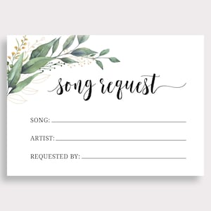 Song Request Card Printable Dance Request Card Wedding Song Request Card Music Request Card Bridal Shower Verzoek een nummer DJ Request Card C18