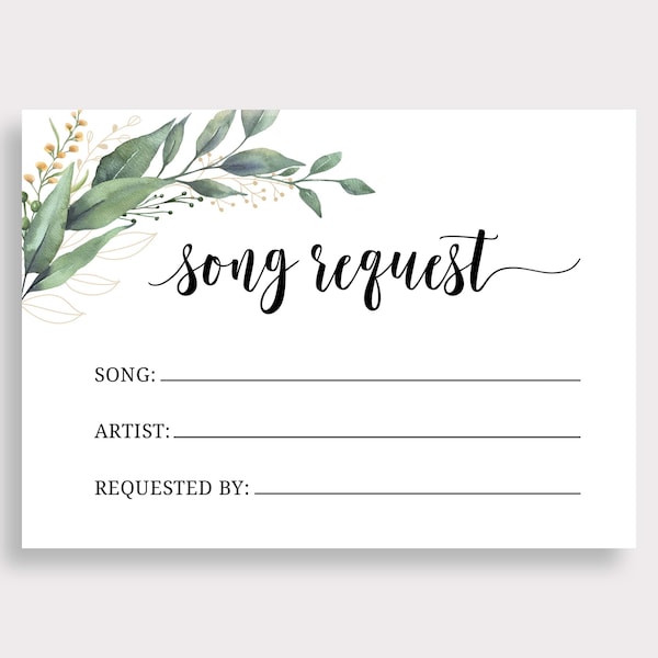 Song Request Card Printable Dance Request Card Wedding Song Request Card Music Request Card Bridal Shower Request a song DJ Request Card C18