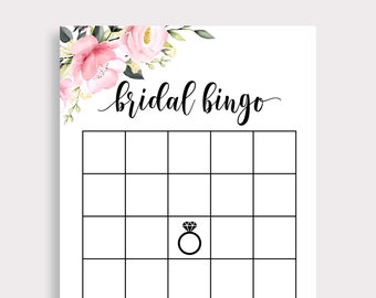 Juego de bingo de despedida de soltera imprimible, Boho Bridal Bingo Cards, Juegos florales de despedida de soltera, Boho, Blush Roses, Descarga instantánea, DIY, P18