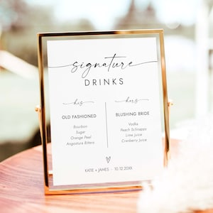 Signatur Getränke Schild His and Hers Bar Schild Signatur Cocktail Schild Hochzeit Bar Menüschild Hochzeit Signatur Getränkeschild Bar Menü W4 B1