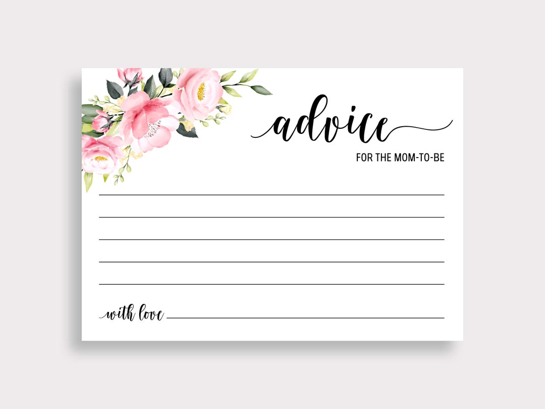 Printable Advice Cards, Advice for the Mom to Be, Girls Baby Shower ...