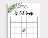Bridal Bingo Game, Greenery Bridal Shower Bingo Cards, Printable, Bridal Shower Game Template, Green Leaf, Modern, Instant Download, C18