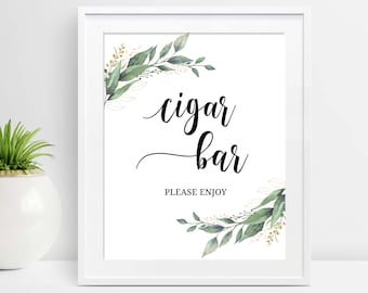 Cigar Bar Sign, Wedding Home Bar Sign, Cigars Sign, Bachelor Party Printable, Baby shower, Cigar Wedding Decor, Instant Download,  D28,  D32