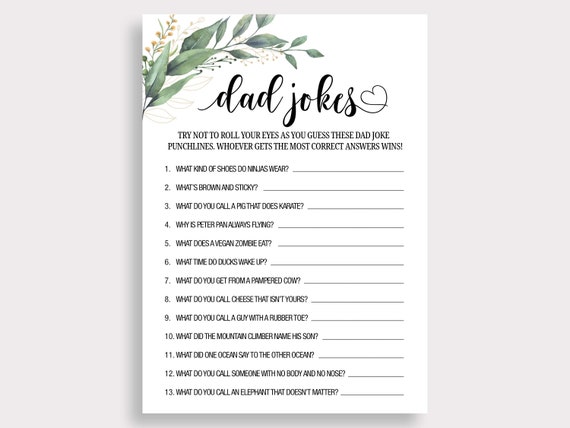 Baby Shower Dad Jokes Game Funny Jokes Game Funny Riddles Game - Etsy Baby Shower Dad Jokes Game Funny Jokes Game Funny Riddles Game - Etsy