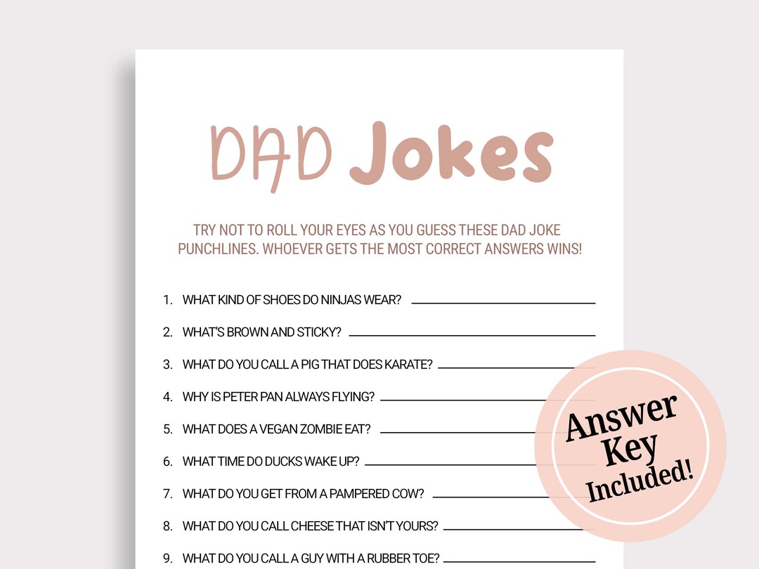 Dad Jokes Baby Shower Game Printable Dad Jokes Game Trivia Game Funny