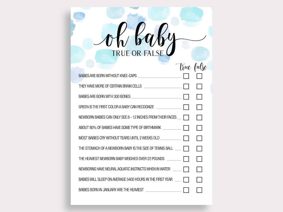 Oh Baby True or False Baby Shower Game Printable Oh Baby True Etsy