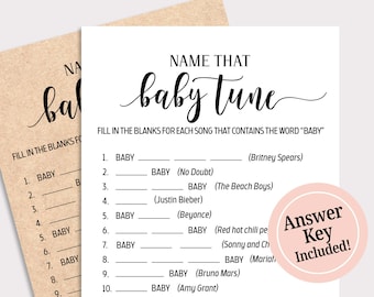 Nazwać tę melodię dziecka Gra na baby shower, Nazwać tę piosenkę dziecka, Gra w zgadywanie piosenek Kraft Baby, Minimalne gry na baby shower do wydrukowania, K16