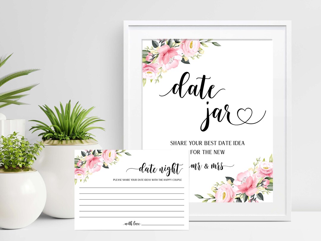 Date Night Ideas Sign Date Jar Sign Wedding Date Night Advice Date ...