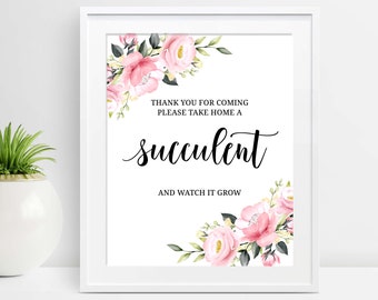 Succulent Baby Shower Sign Watch Baby Grow Sign Succulent Favor Sign Take a Succulent and Watch It Grow Sign Baby Shower Favor Sign  P28 P32
