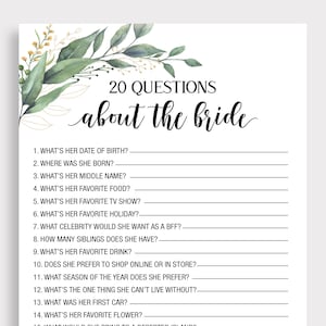 20 Questions About the Bride, Who Knows the Bride Best, Twenty ...