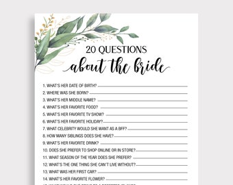 Wedding Shower Game Cards - 25 'Questions About The Bride' Cards, Pink Ribbon Design, 5x7 Inches