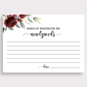 Grußkarte für Brautpaar, Druckbare Hochzeitskarte für Braut und Bräutigam, Weinrot blush Florale Hochzeitskarte, G18