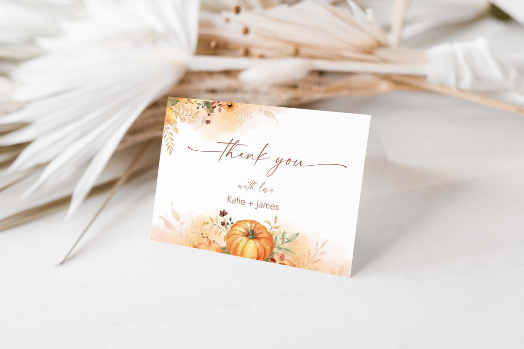 Pumpkin Thank You Card Template Fall Thank You Cards Pumpkin Baby ...