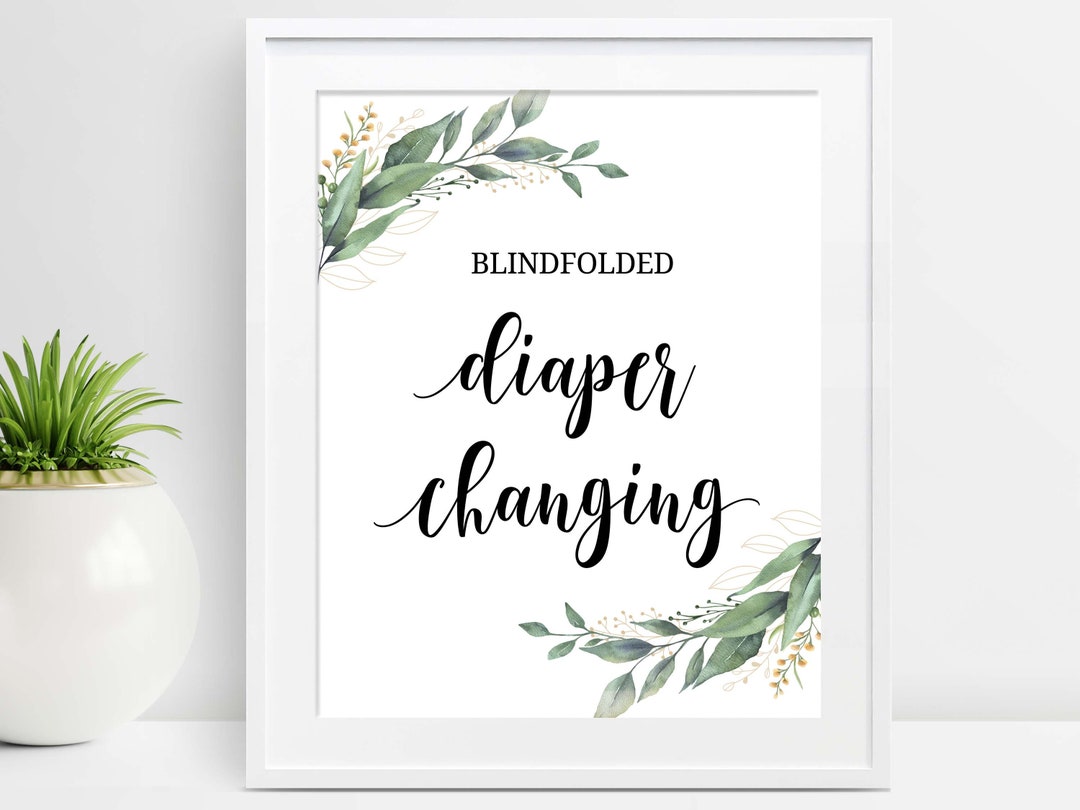 Blindfolded Diaper Changing Game, Boy Girl Baby Shower Diaper Change