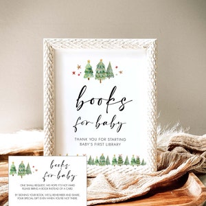 Boeken voor babybordjeskaart Babyboekverzoek invoegen Breng een boek mee in plaats van een kaart Kerst Babyborrel Spelletjes Babybibliotheek CHR4