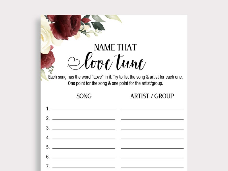 Printable Bridal Party Games Name that Love Tune Bridal Shower Game ...