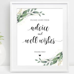Advies Goed Wensen Teken, Laat uw adviestafelbord achter, Adviesbord voor bruiloft, Bruidsdouche, Babyshower, Tuindouche, D28, D32