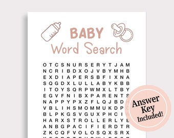 Baby Word Search Game Girl Baby Shower Games Pink Baby Shower Game  Word Search Puzzle Fun Baby Shower Games Instant Download Printable S16