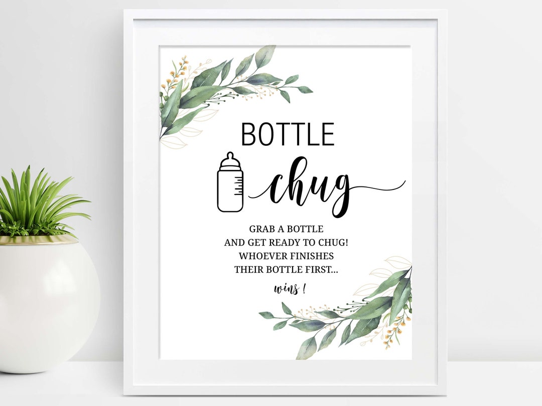 Baby Bottle Chug Game Sign Baby Shower Bottle Chug Game Drink up