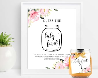 Guess the Baby Food Game Guess the Baby Jar Food Game Florak Baby Shower Food Tasting Guess The Food Tag Pink Baby Shower Jar Tag P28 P32