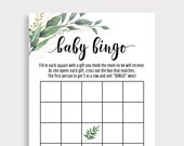 Baby Shower Bingo Game Cards, Baby Bingo Cards, Baby Shower Party Games, Printable Greenery Bingo Card,Instant Download, Gender Neutral, C16