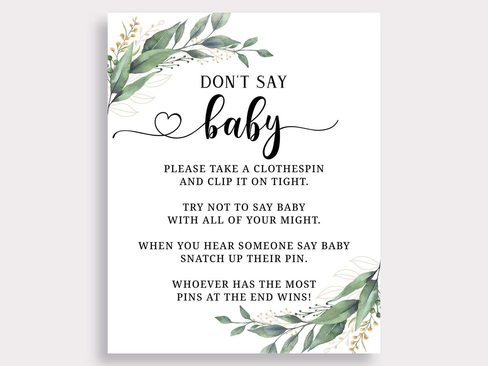 Dont say baby game sign don t say baby sign baby etsy