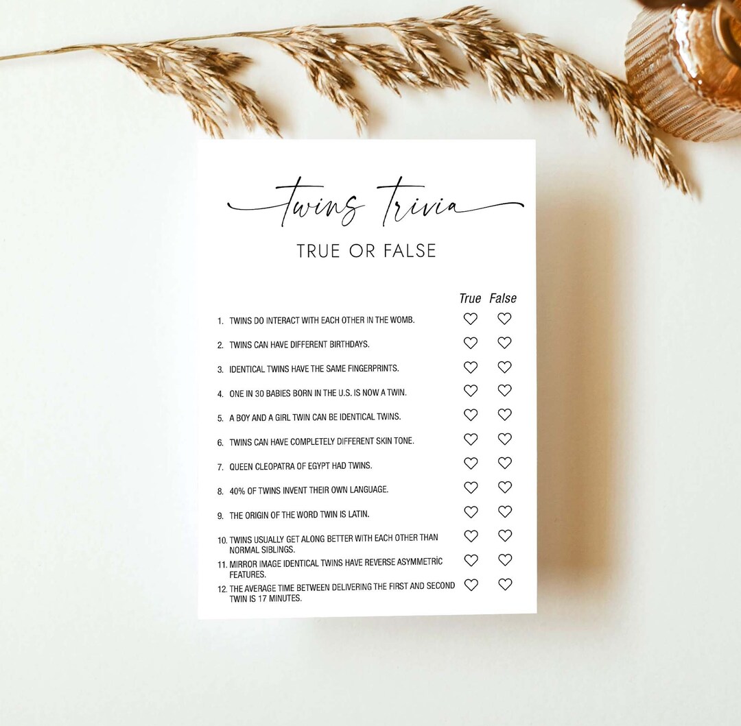Twins Trivia Game Twins True or False Game Twins Trivia True or False ...