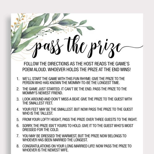 Pass the Gift Game Bridal Shower Activity Instant Download Etsy