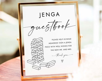 Bruiloft Jenga Spel Teken Eenvoudige Jenga Gastenboek Teken Jenga Stuk Met Goede Wensen Voor Nieuwe Heer En Mevrouw Help Ons Bouwen Herinneringen Jenga Blok W4 S1