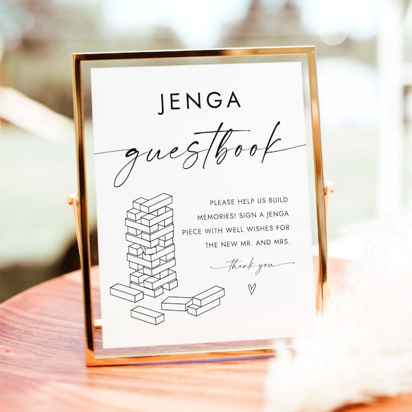 Bruiloft Jenga Spel Teken Eenvoudige Jenga Gastenboek Teken Jenga Stuk Met Goede Wensen Voor Nieuwe Heer En Mevrouw Help Ons Bouwen Herinneringen Jenga Blok W4 S1