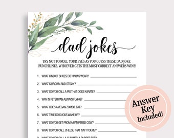 Dad Jokes Baby Shower Dad Game Joke Trivia Game Greenery Baby Shower Games Download  Baby Shower Party Game Cards Fun Instant Download C16