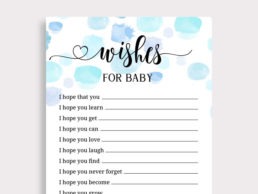 Baby Wish Card , Wishes for Baby Printable Blue Baby Shower Decorations ...