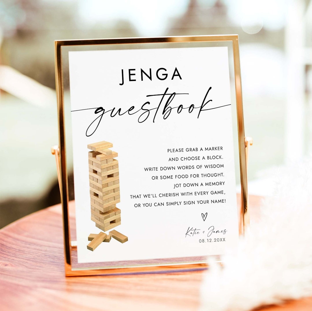 Jenga Game Sign Jenga Wedding Guestbook Wishes for Newlyweds Build