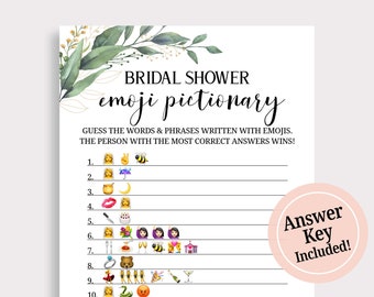 Shower nuptiale Emoji jeu de pictionary Emoji de mariage douche nuptiale jeu imprimable poules brise-glace EVJF Téléchargement immédiat DIY C18