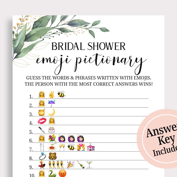 Shower nuptiale Emoji jeu de pictionary Emoji de mariage douche nuptiale jeu imprimable poules brise-glace EVJF Téléchargement immédiat DIY C18