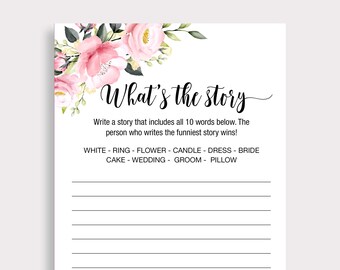 What's the Story Game, Creative Fun Bridal Shower Games, Make a Story Game, Printable, Prize Bridal Shower Games, Instant Download, PDF, P18