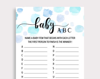 Baby Shower ABC Game Baby ABC Game Blue Baby Shower Games Baby Shower Activity Games Printable  Baby Boy Shower Sprinkle Game Digital B16