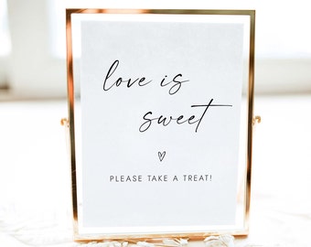 Love is Sweet Please Take a Treat Schild Modern Dessert Tischschild Minimalistisch Hochzeit Gastgeschenk Schild Einfache Hochzeit Schild Hochzeit Schild W2 S1