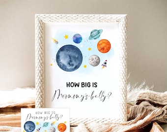 How Big Mommy's Belly Game Outer Space Baby Shower Space Galaxy Planets  Rocket Astronaut Trip Around the Sun Planets Fun Baby Shower GX6