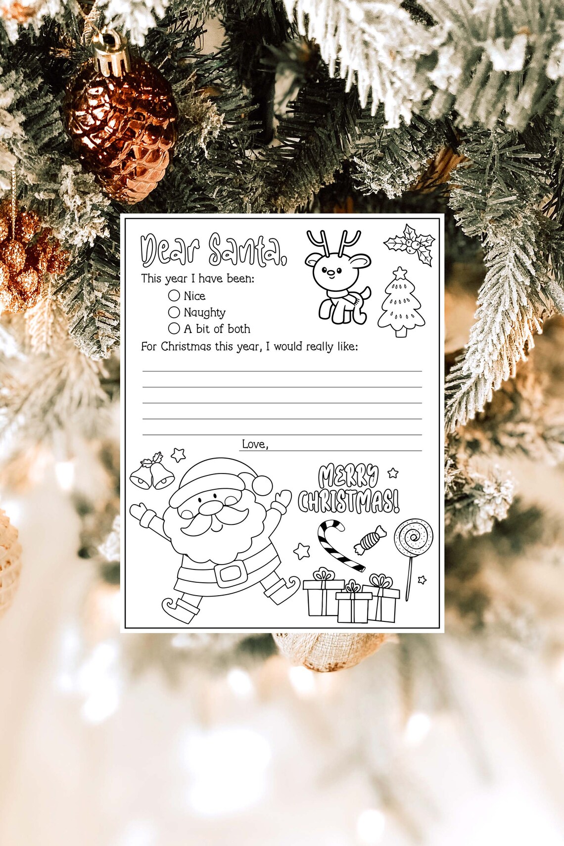 Letter to Santa Coloring Page Christmas Letter to Santa for Kids ...